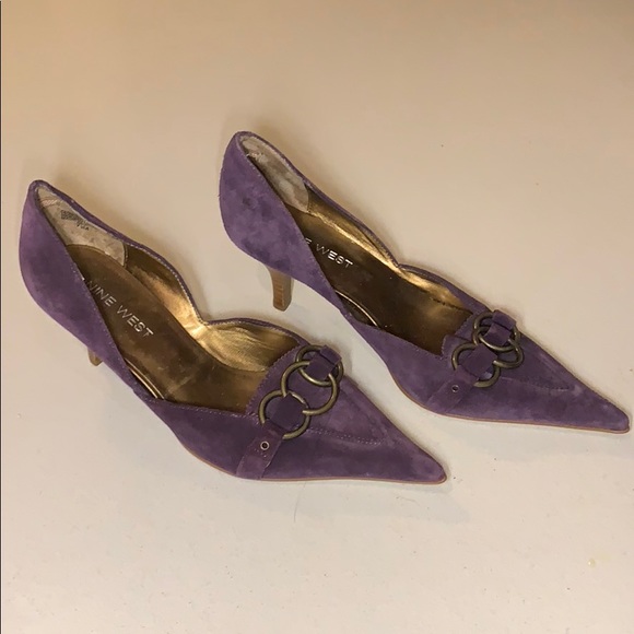 purple kitten heel sandals